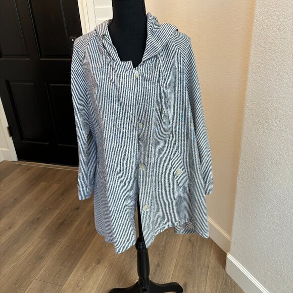 JNY Striped Linen Hoodie - Picture 2 of 9